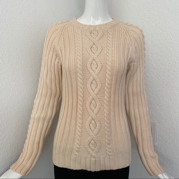 Theory ivory chuck cable knit ribbed wool sweater